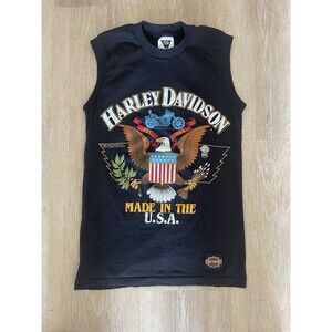 Harley Davidson shirt 1988 Size Small Sleeveless USA Black Vintage.